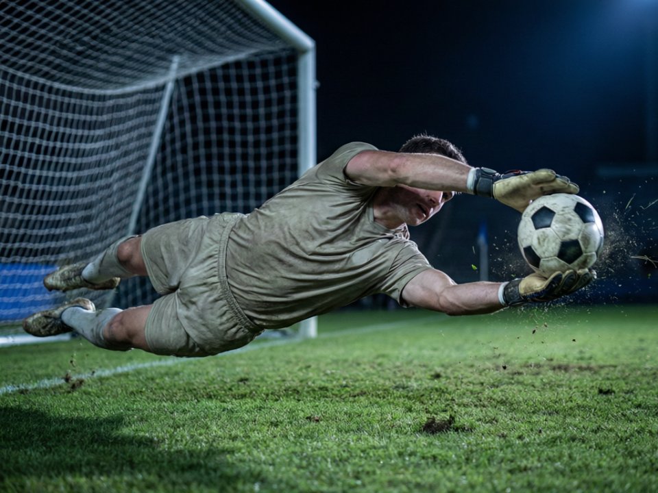 门将飞身侧扑极限救球